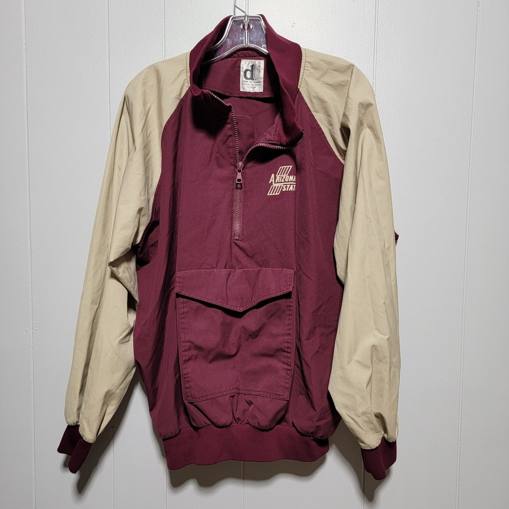 Vintage Downerwear Arizona State Sun Devils Quarter Zip Windbreaker Maroon XL